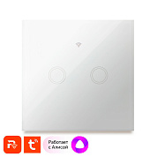 Выключатель света ZigBee Ps-Link ZW-E2 ZigBee с Алисой, двухклавишный сенсорный, белый