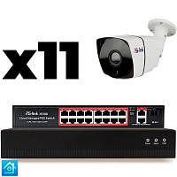 Комплект видеонаблюдения IP 8Мп Ps-Link KIT-C811IP-PL 11 камер для улицы, программный датчик движения, удаленный доступ, ночное видение, умный коммутатор