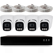 Комплект IP-видеонаблюдения Ps-Link KIT-A404IP-POE 4 Мп, 4 купольные IP-камеры, NVR, 4 PoE порта