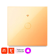 Выключатель света WIFI Ps-Link WF-E1 с Алисой, одноклавишный сенсорный, золотой, совместим с Tuya