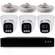 Комплект IP-видеонаблюдения Ps-Link KIT-A403IP-POE 4 Мп, 3 купольные IP-камеры, NVR, 4 PoE порта