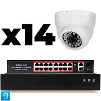 Комплект видеонаблюдения IP 2Мп Ps-Link KIT-A214IP-PL 14 камер, программный датчик движения, удаленный доступ, ночное видение, умный коммутатор