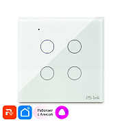 Выключатель света WIFI Ps-Link WF-E4RF четырехканальный, белый, с радиомодулем