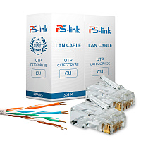 Кабель UTP4 cat.5E CU 70 метров Ps-Link UTP-CU70 с коннекторами RJ-45
