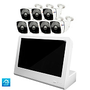 Комплект видеонаблюдения IP 2Мп Ps-Link KIT-C207IP-POE-LCD с POE питанием и монитором 10