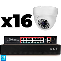 Комплект видеонаблюдения IP 2Мп Ps-Link KIT-A216IP-PL 16 камер, программный датчик движения, удаленный доступ, ночное видение, умный коммутатор