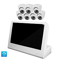 Комплект видеонаблюдения IP 5Мп Ps-Link KIT-A507IP-POE-LCD с POE питанием и монитором 10", 7 внутренних камер с ночной съёмкой