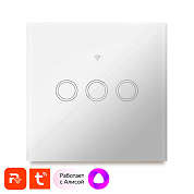 Выключатель света ZigBee Ps-Link ZW-E3 ZigBee с Алисой, трехклавишный сенсорный, белый