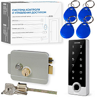 Комплект СКУД Ps-Link KIT-TF2MF-WP-W-G для улицы до 10000 пользователей, металл, тип Mifare, механический замок