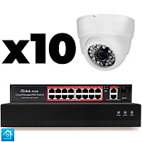Комплект видеонаблюдения IP 8Мп Ps-Link KIT-A810IP-PL 10 камер для помещения, программный датчик движения, удаленный доступ, ночное видение