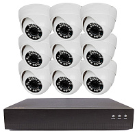 Комплект видеонаблюдения IP 5Мп Ps-Link KIT-A509IP-POE 9 камер с ночной съемкой для помещения, с датчиком движения, питание PoE