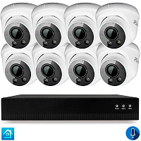 Комплект видеонаблюдения IP 5Мп Ps-Link KIT-A508IPM-POE 8 камер с микрофоном для помещения, питание PoE, ночная съёмка