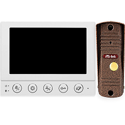 Комплект видеодомофона Ps-Link PS-854KB bronze с вызывной панелью, управление электрозамком, монитор 4" для квартиры, дома, дачи