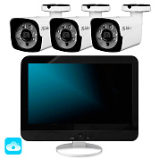 Комплект видеонаблюдения WIFI 5Мп Ps-Link KIT-W503CM беспроводной, 3 камеры для улицы, ночное видение, удаленный доступ