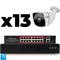 Комплект видеонаблюдения IP 8Мп Ps-Link KIT-C813IP-PL 13 камер для улицы, программный датчик движения, удаленный доступ, ночное видение, умный коммутатор